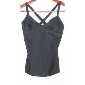 Athleta Women's Swim Top 32D/DD Black Long Underwire Padded Adjustable Strap